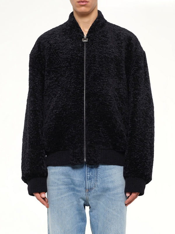 Velvet Bomber Jacket in Navy