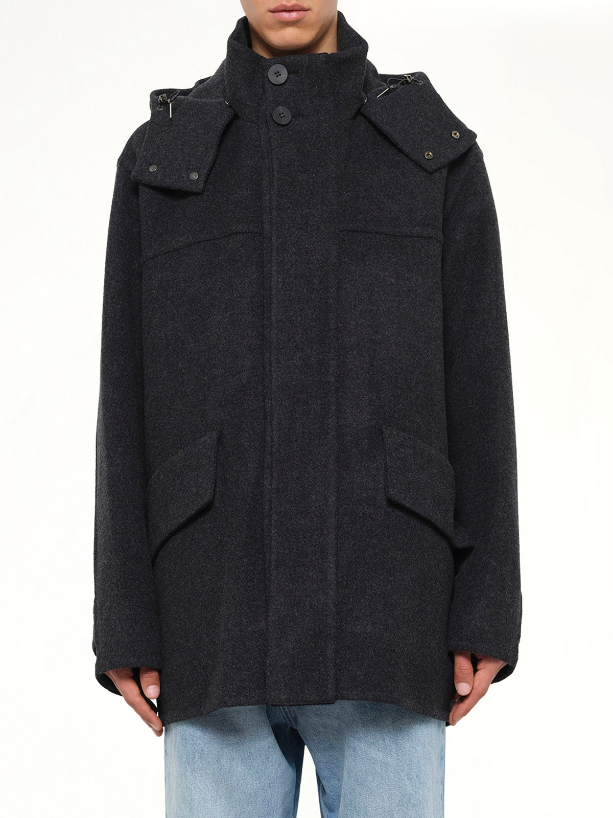 Wool Cashmere Parka in Grey
