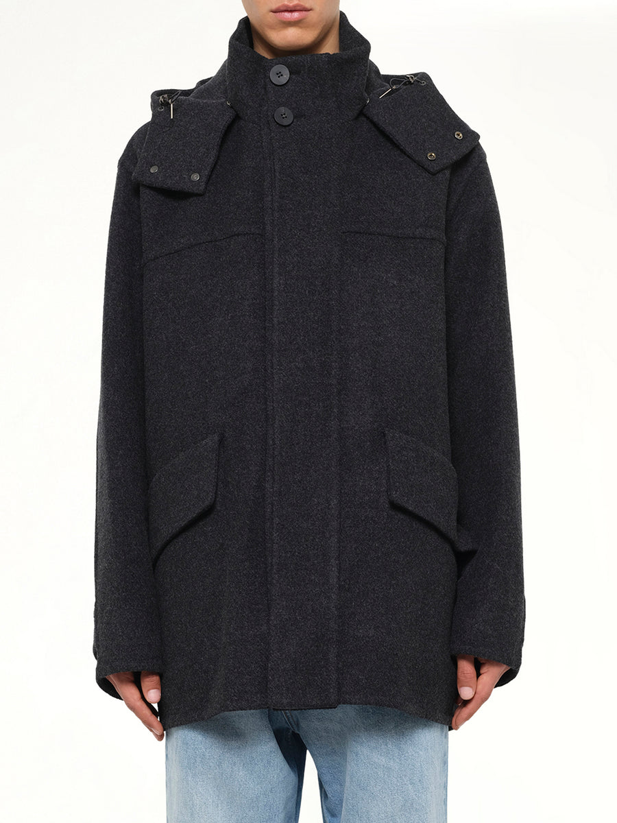 Wool Cashmere Parka in Grey