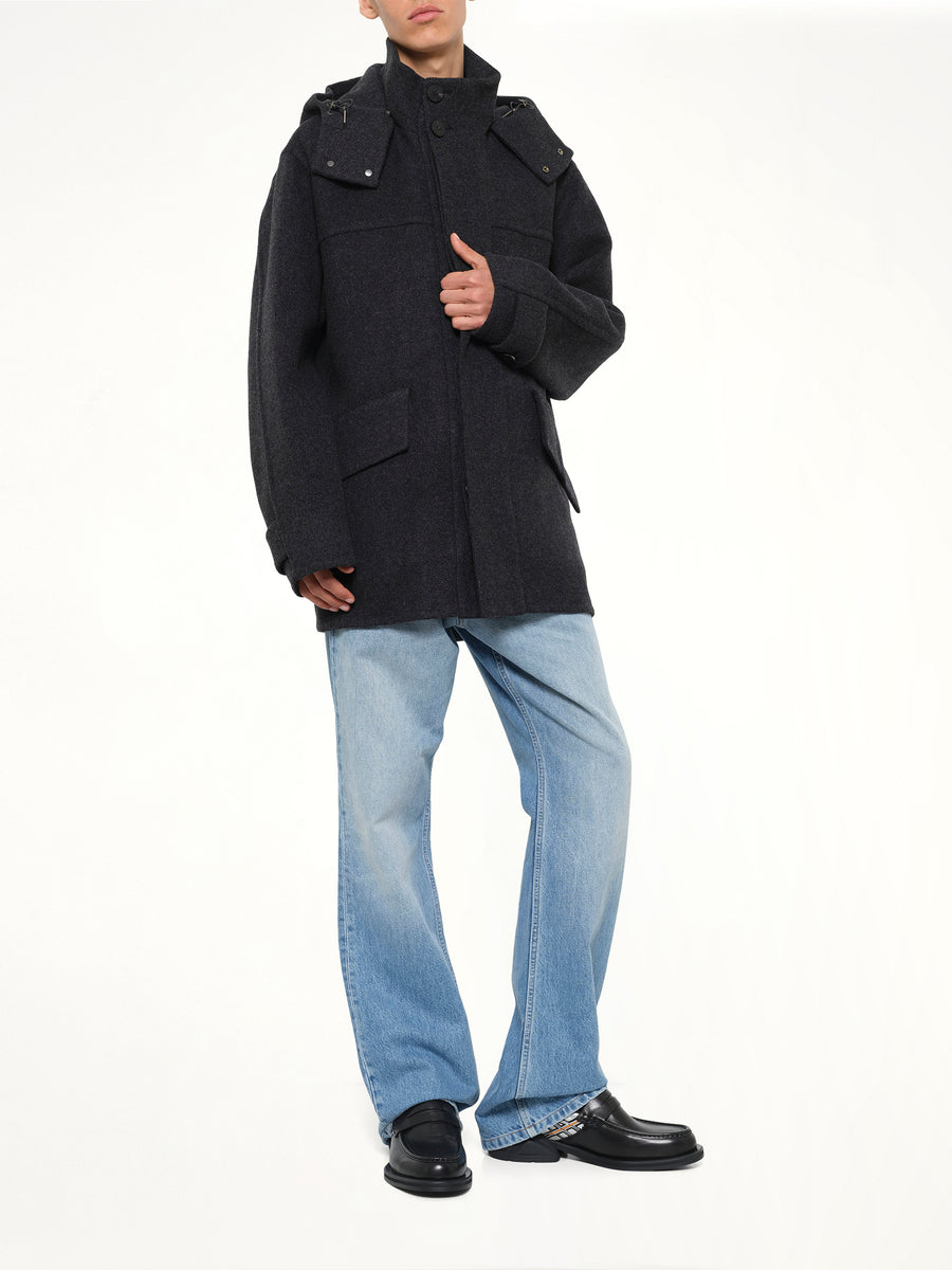 Wool Cashmere Parka in Grey