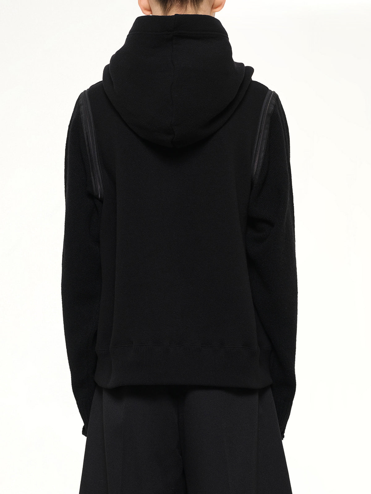 Wool Deconstructed Hoodie in Black