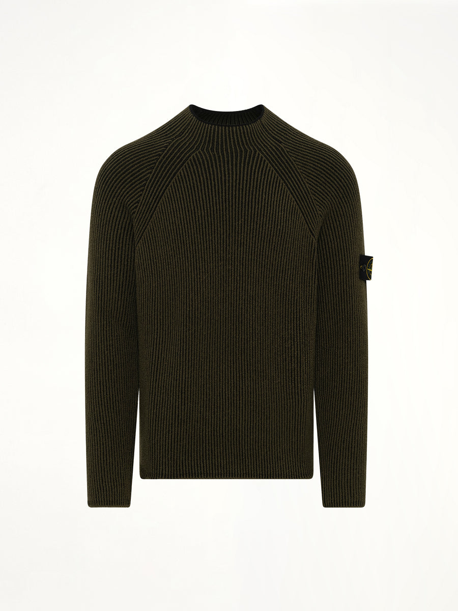 510002 Wool Crew Neck Sweater in Military Green