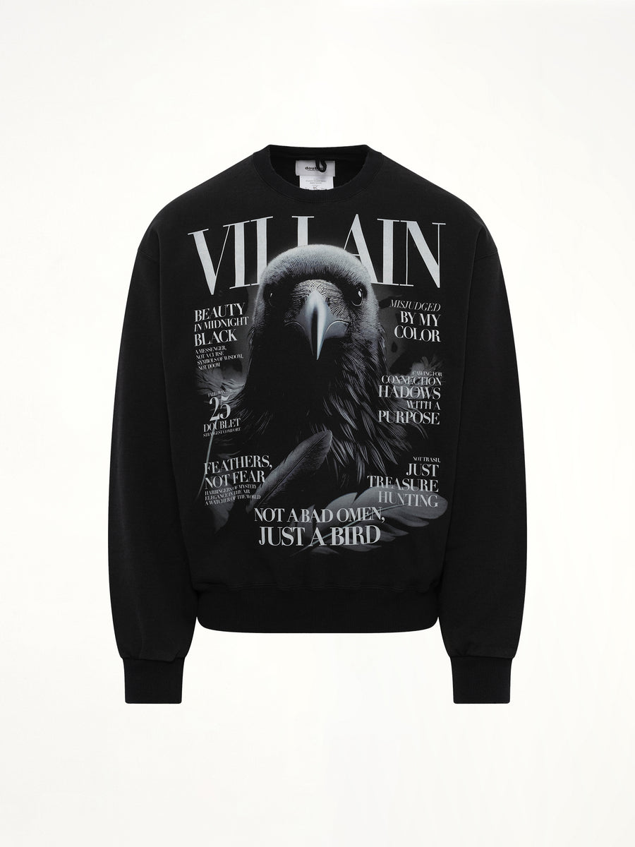 Villain Cover Print Sweat Shirt in Black