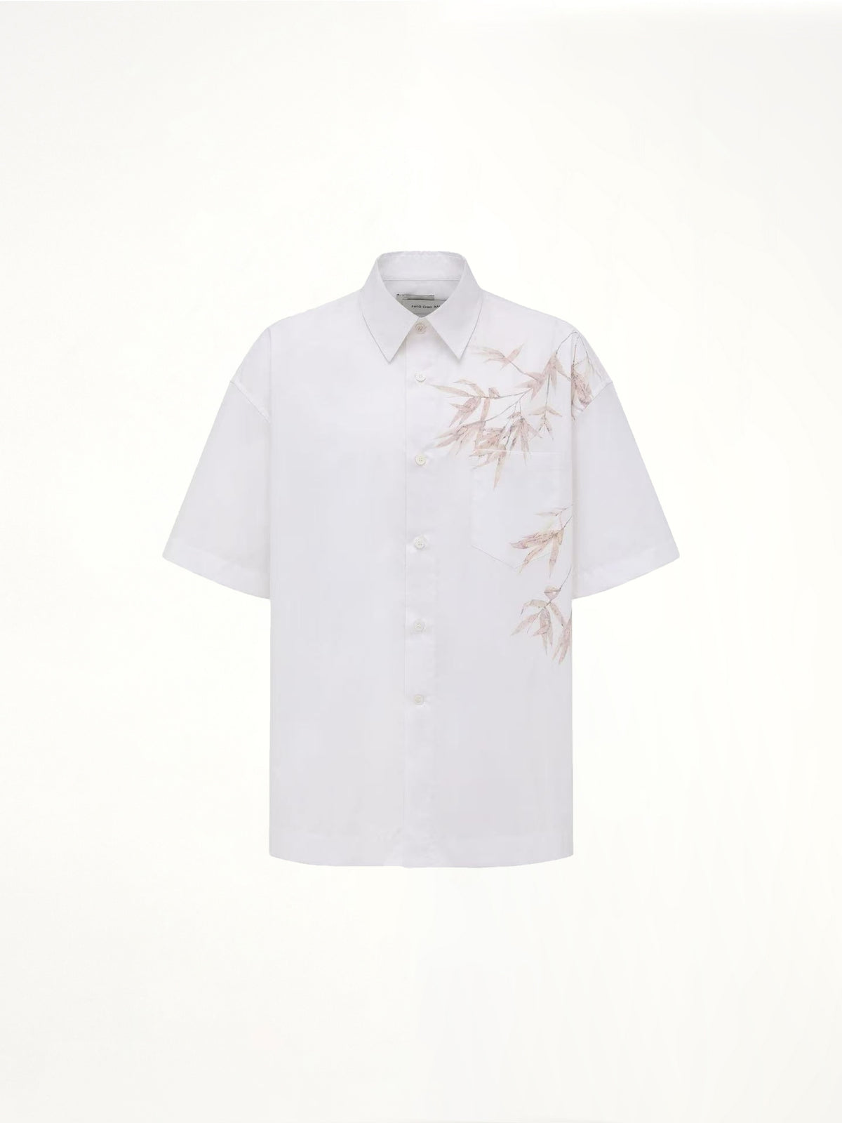 Bamboo Printed Short Sleeve Shirt in White