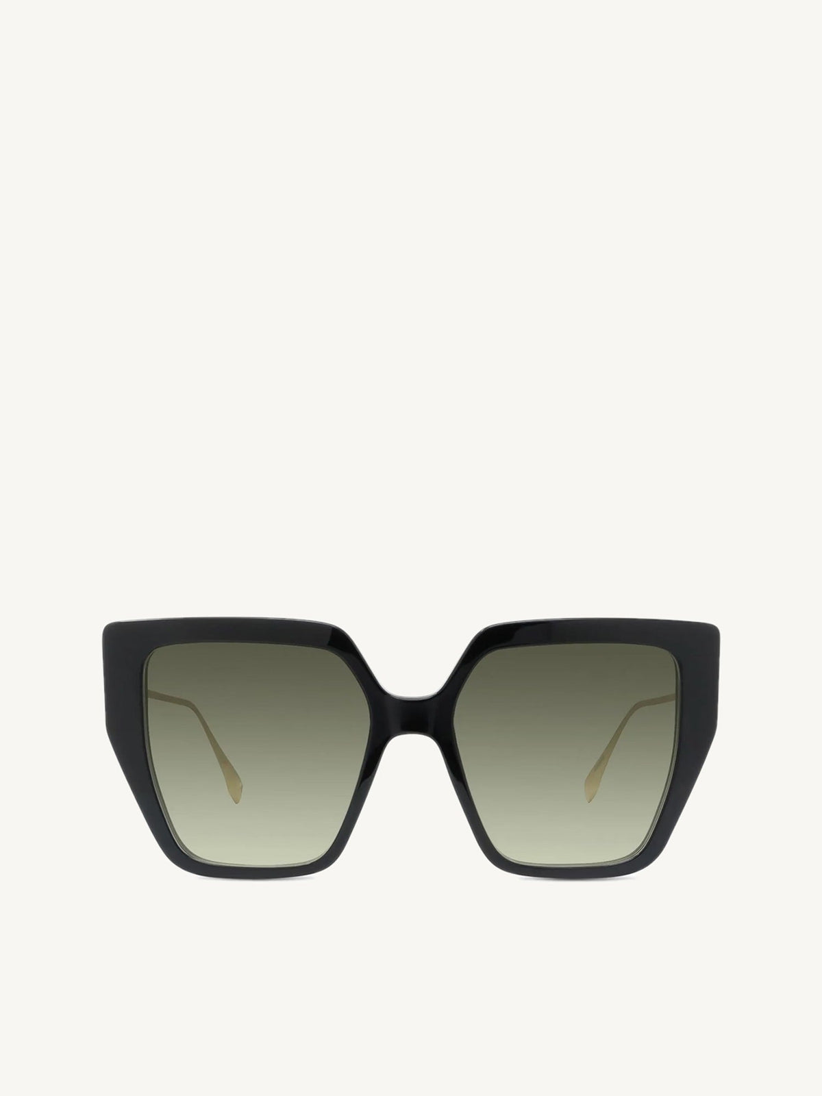 FE40012U Cat Eye Sunglasses with Gradient Green Lens in Shiny Black