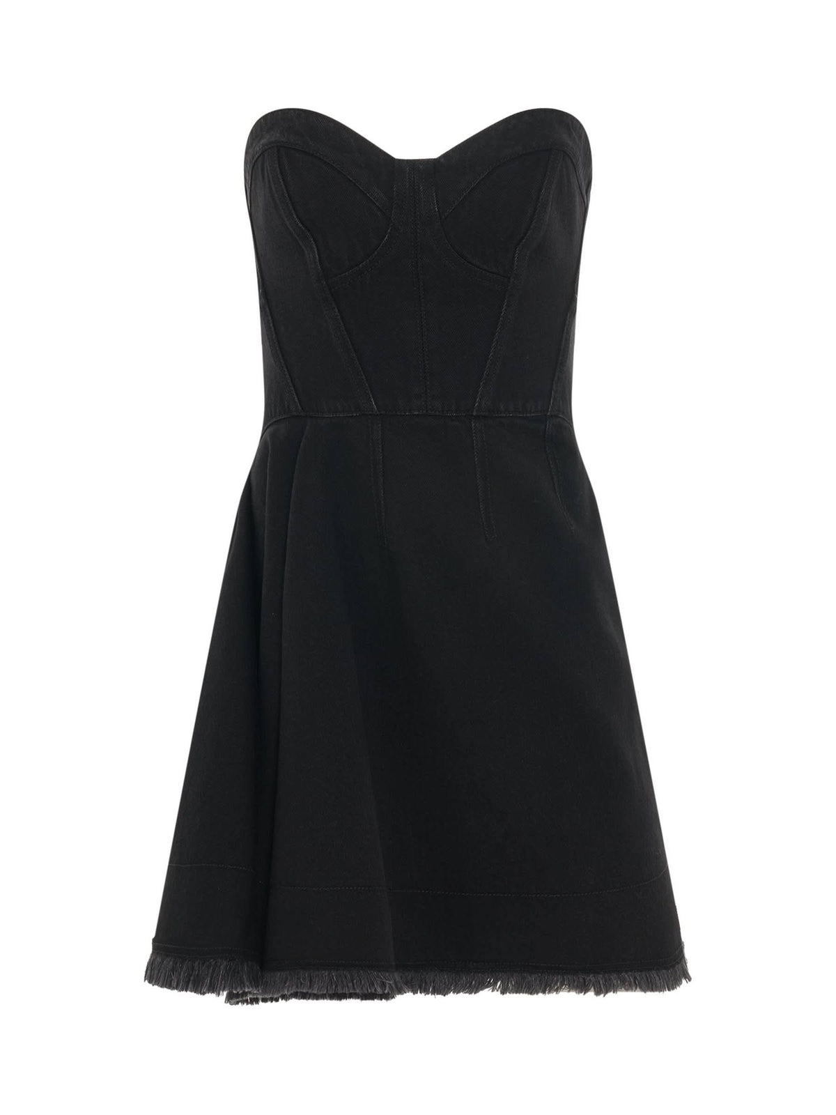Mini Bustier Denim Dress in Black