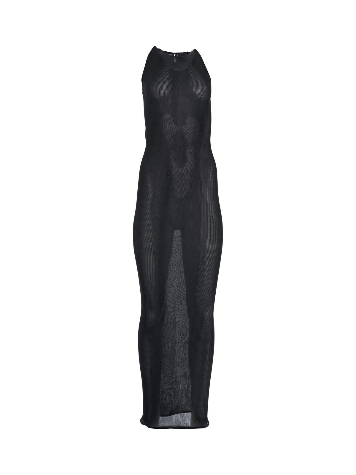 Halter Long Silk Dress in Black