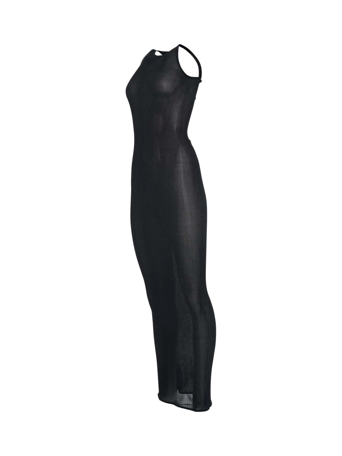 Halter Long Silk Dress in Black