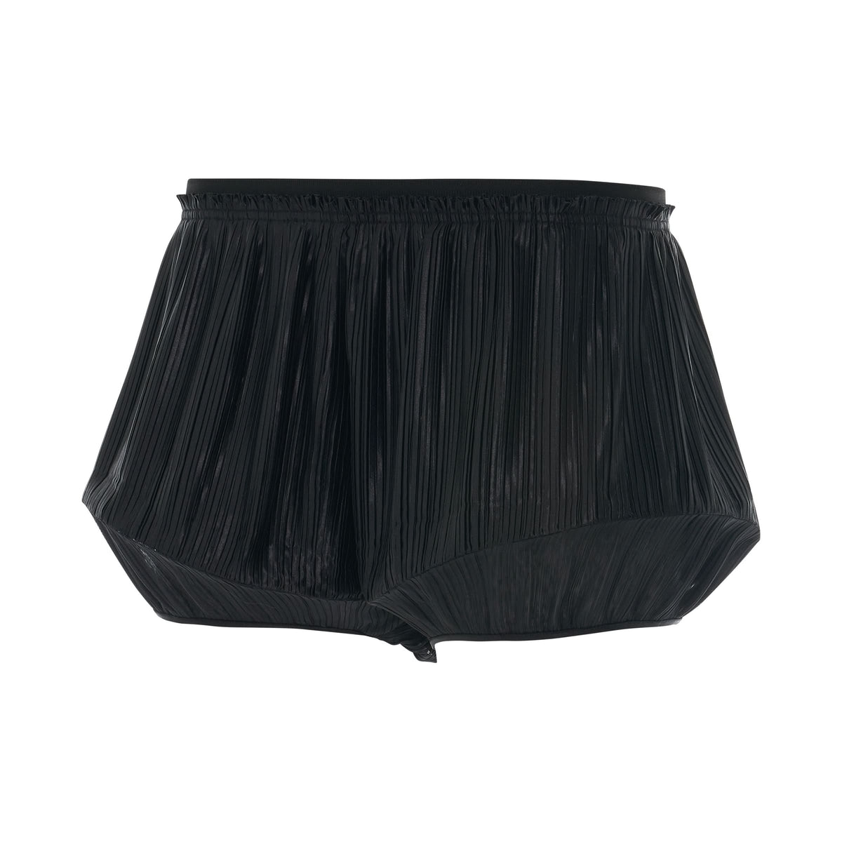 Pleated Structured Shorts in Black