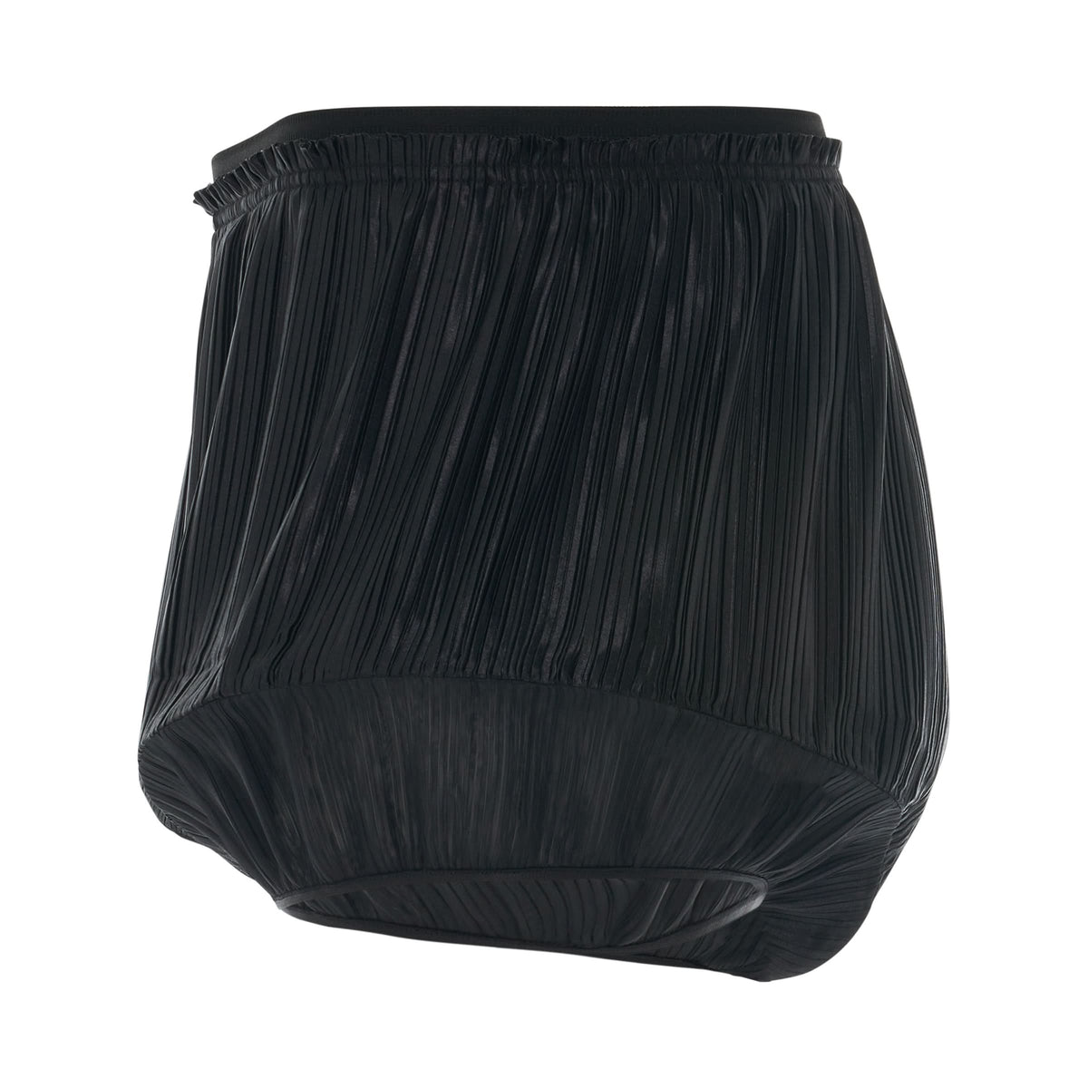Pleated Structured Shorts in Black