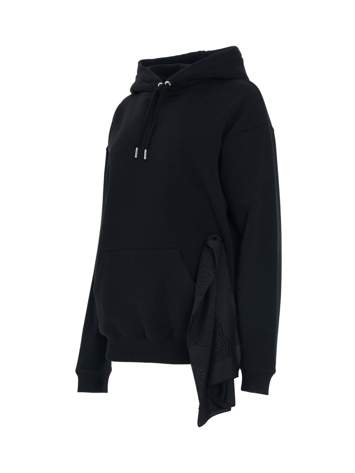 Side Eyelet Bandanas Hoodie in Black