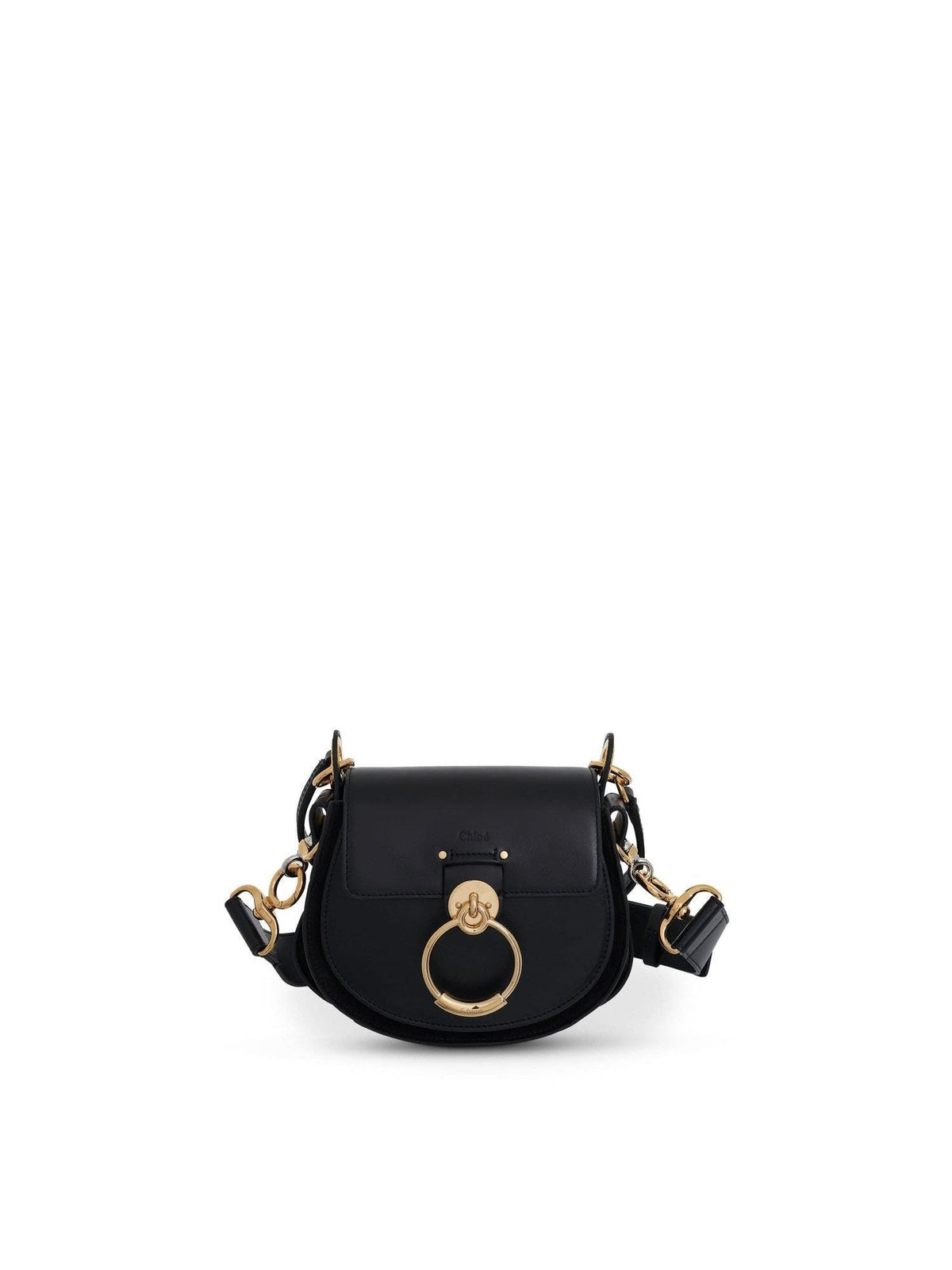 Small Tess Bag in Shiny & Suede Calfskin in Black