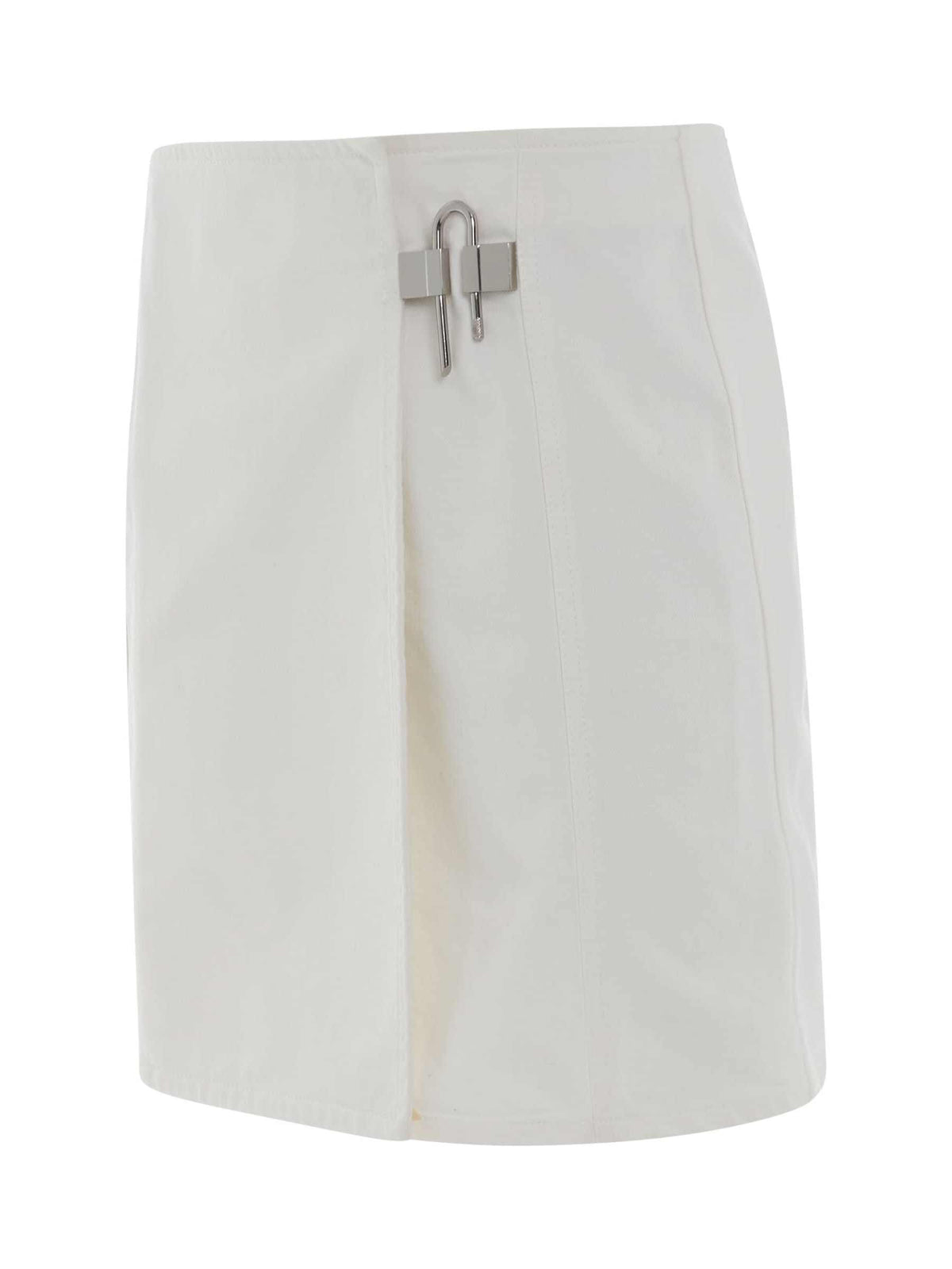 Padlock Mini Denim Skirt in White