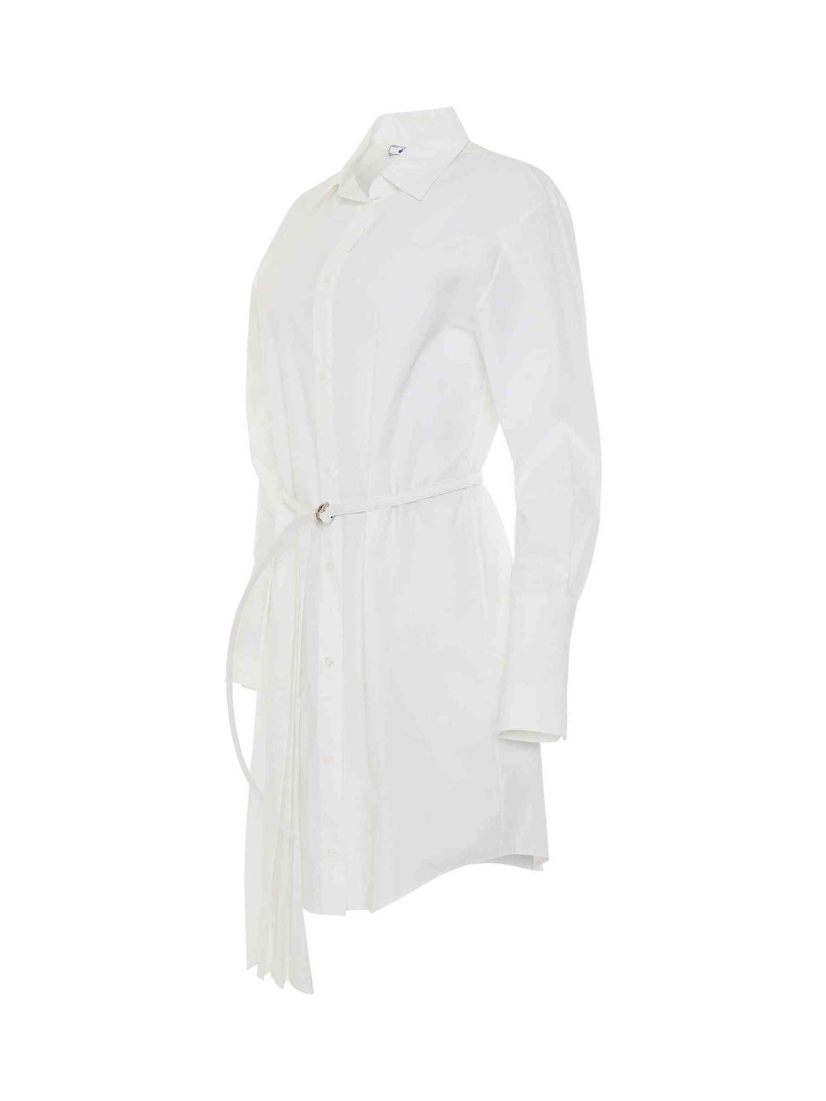 Corporate Plisse Shirt Dress in White/Black
