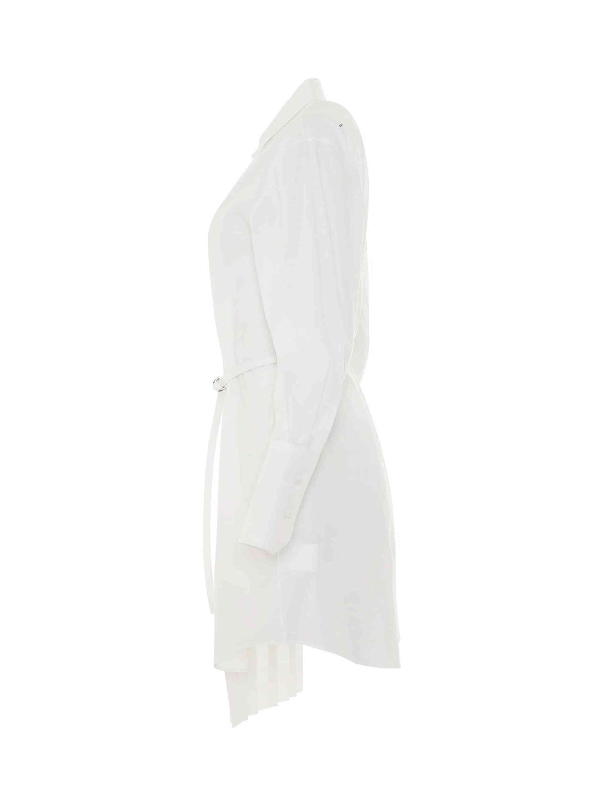Corporate Plisse Shirt Dress in White/Black