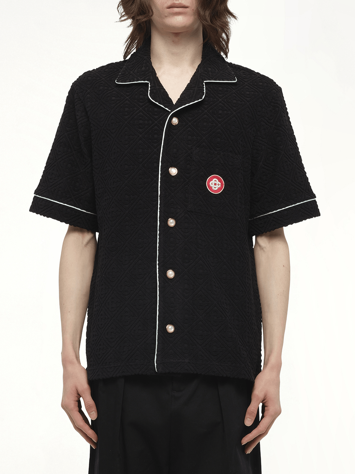 Towelling Monogram Shirt in Black