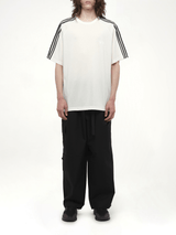 Wire Stripe Short Sleeve T-Shirt in White