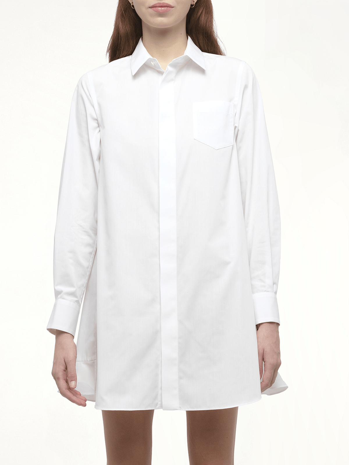 Frill Poplin Dress in Off White