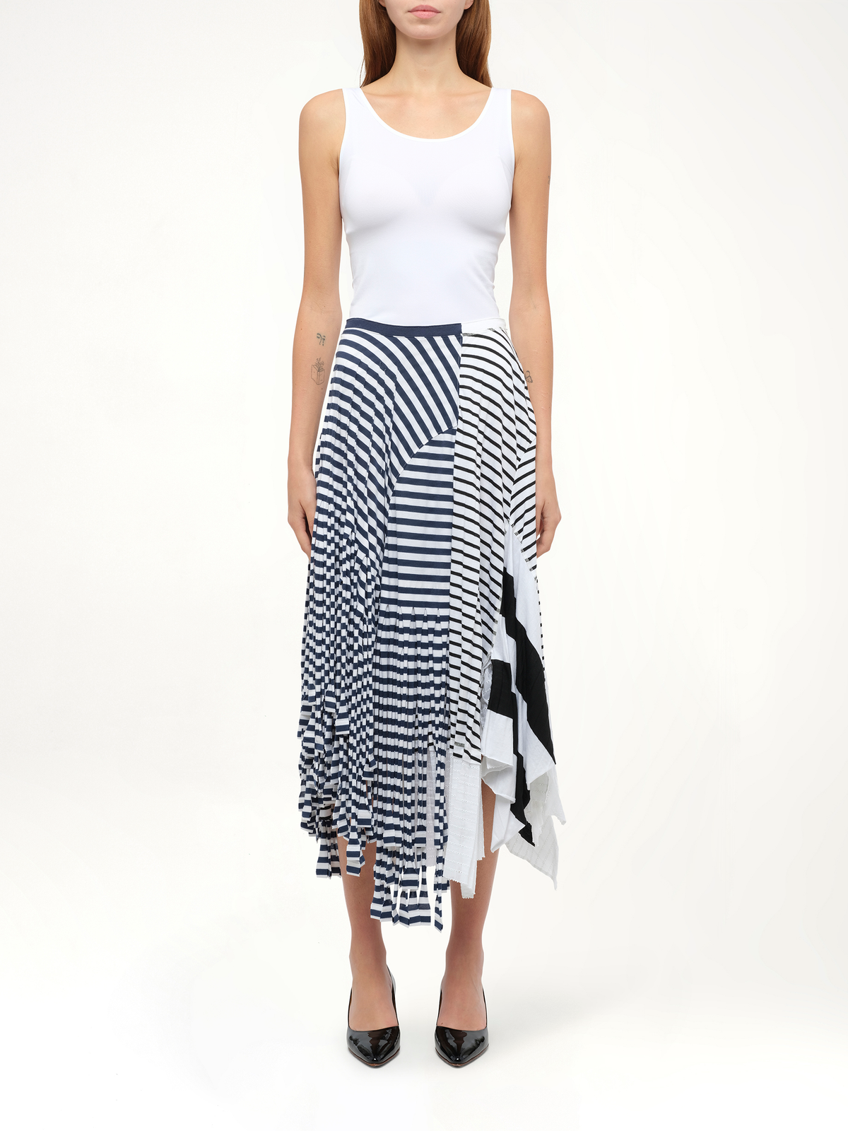 Stripe Jersey Skirt in Navy