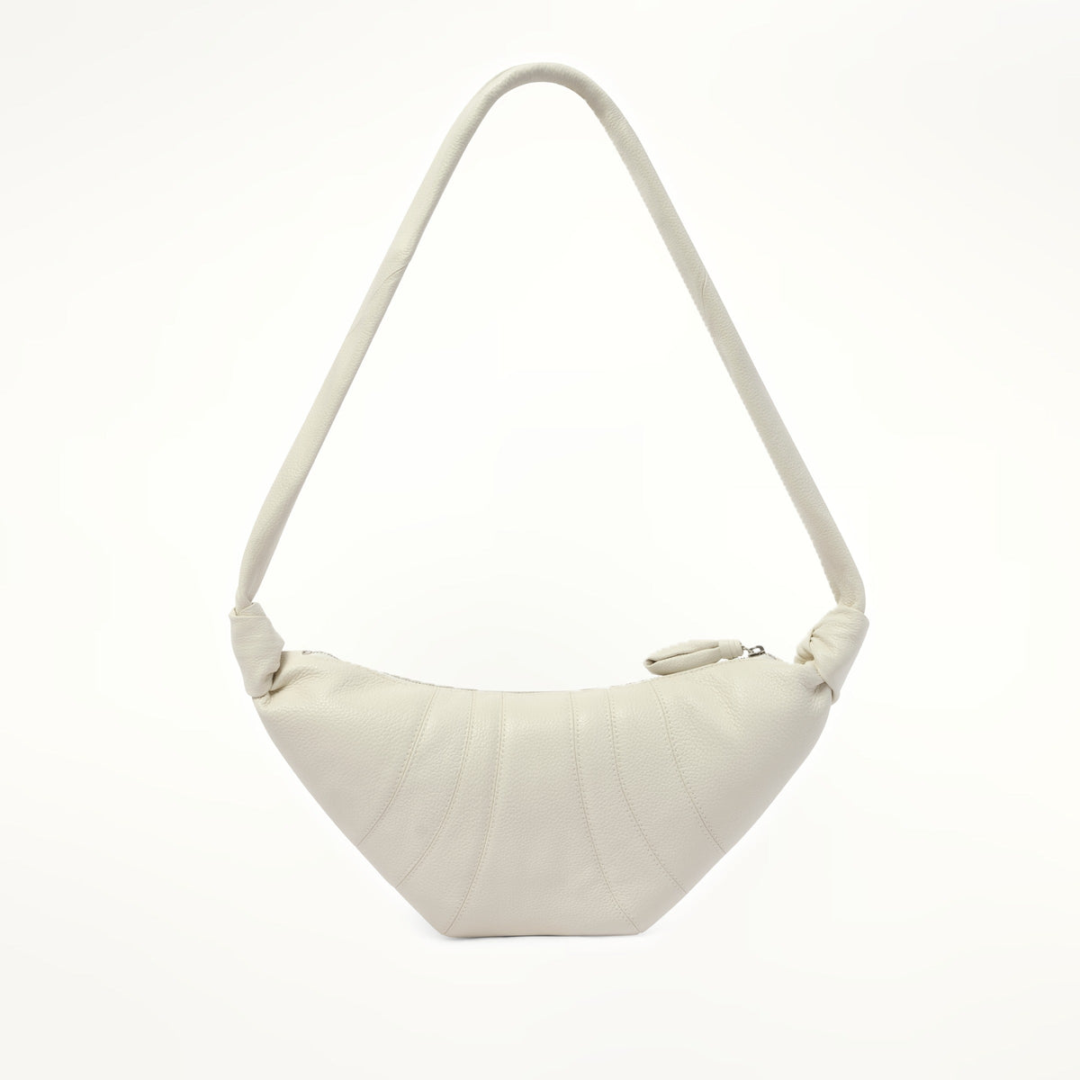 Cowhide Small Croissant Bag in Chalk