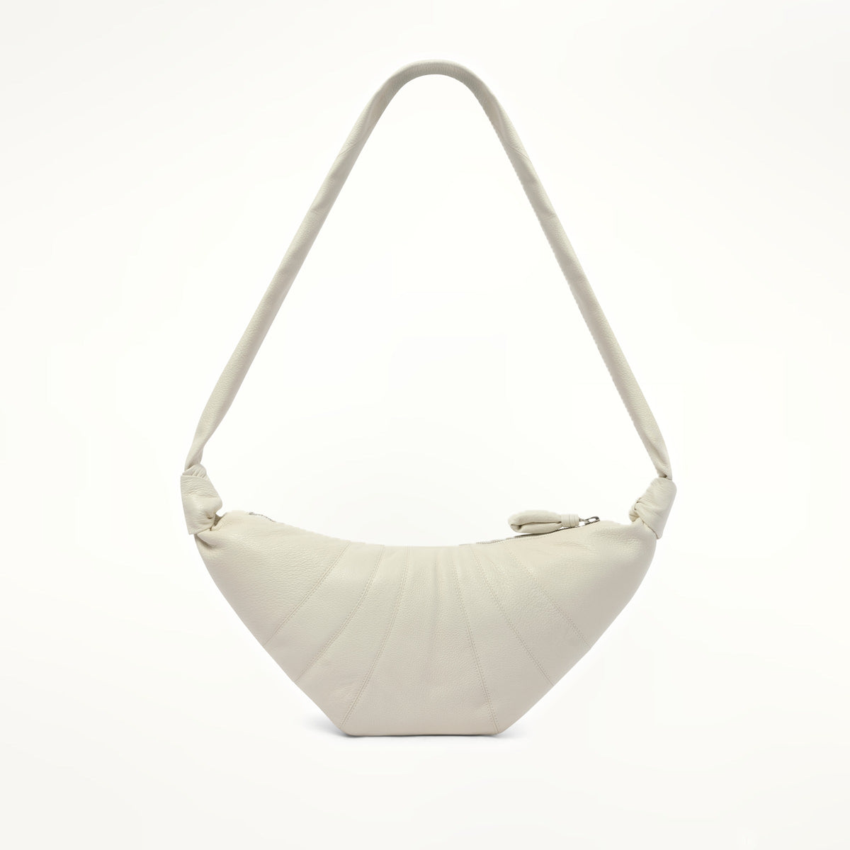 Cowhide Medium Croissant Bag in Chalk