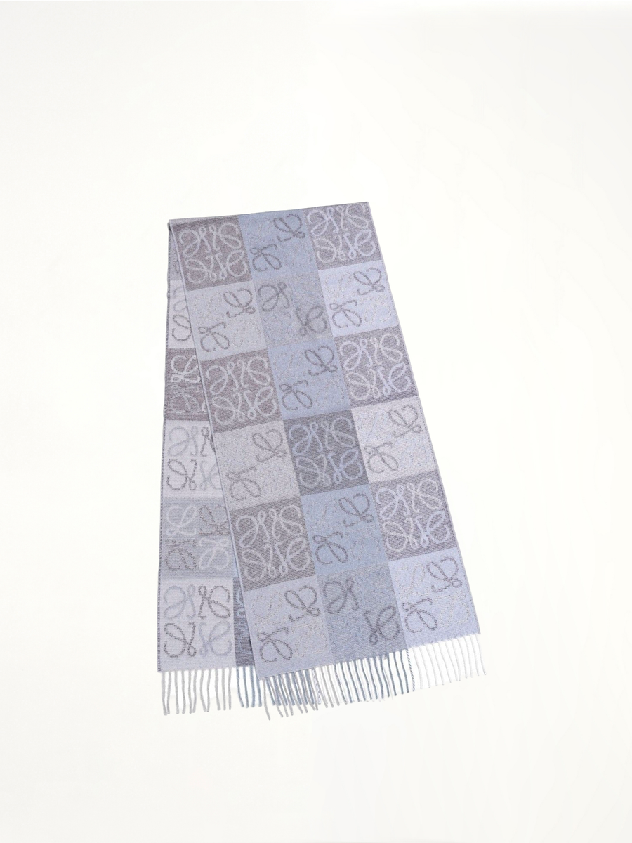 Anagram Wool Cashmere Scarf in Blue/White