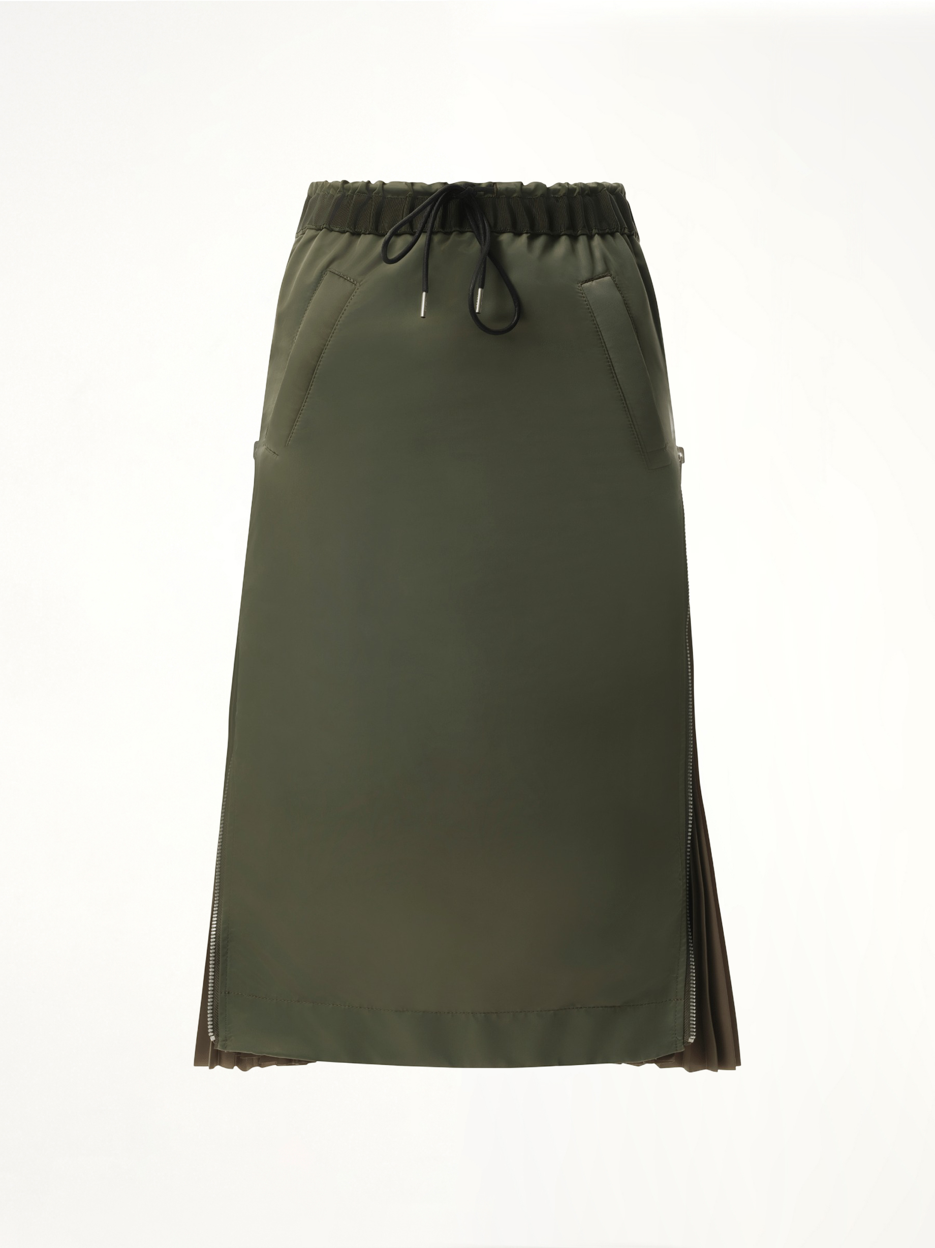 Nylon Twill Skirt in Khaki