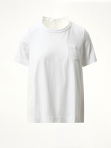 Cotton Poplin x Cotton Jersey T-Shirt in White/Off White