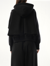 Sponge Sweat x Nylon Twill Zip Hoodie in Black