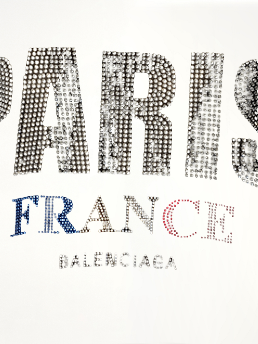 Paris Strass Oversized T-Shirt in Black