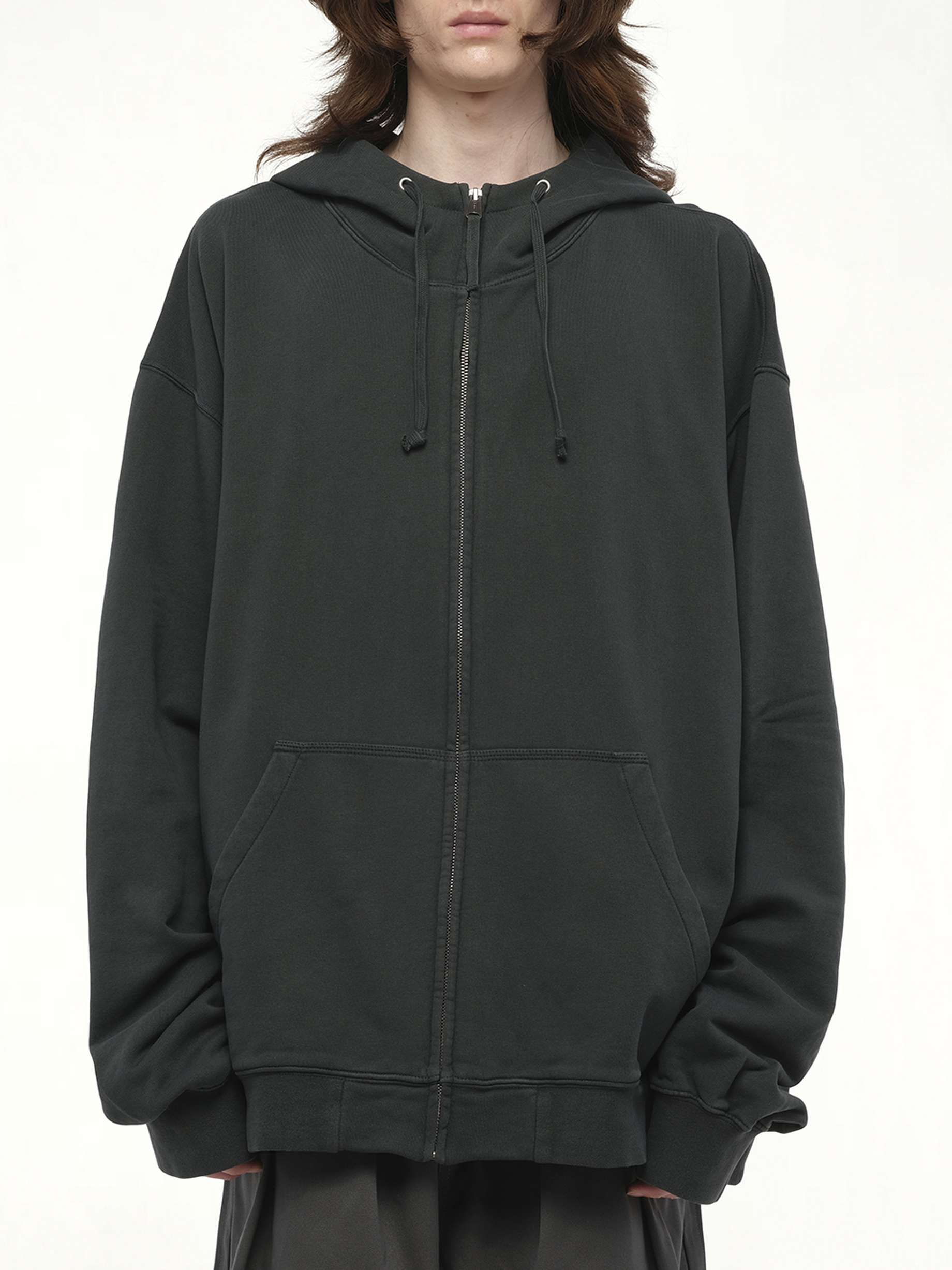 Number Zip Logo Hoodie in Black