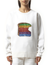 Long Sleeve Crew Sweatshirt in White