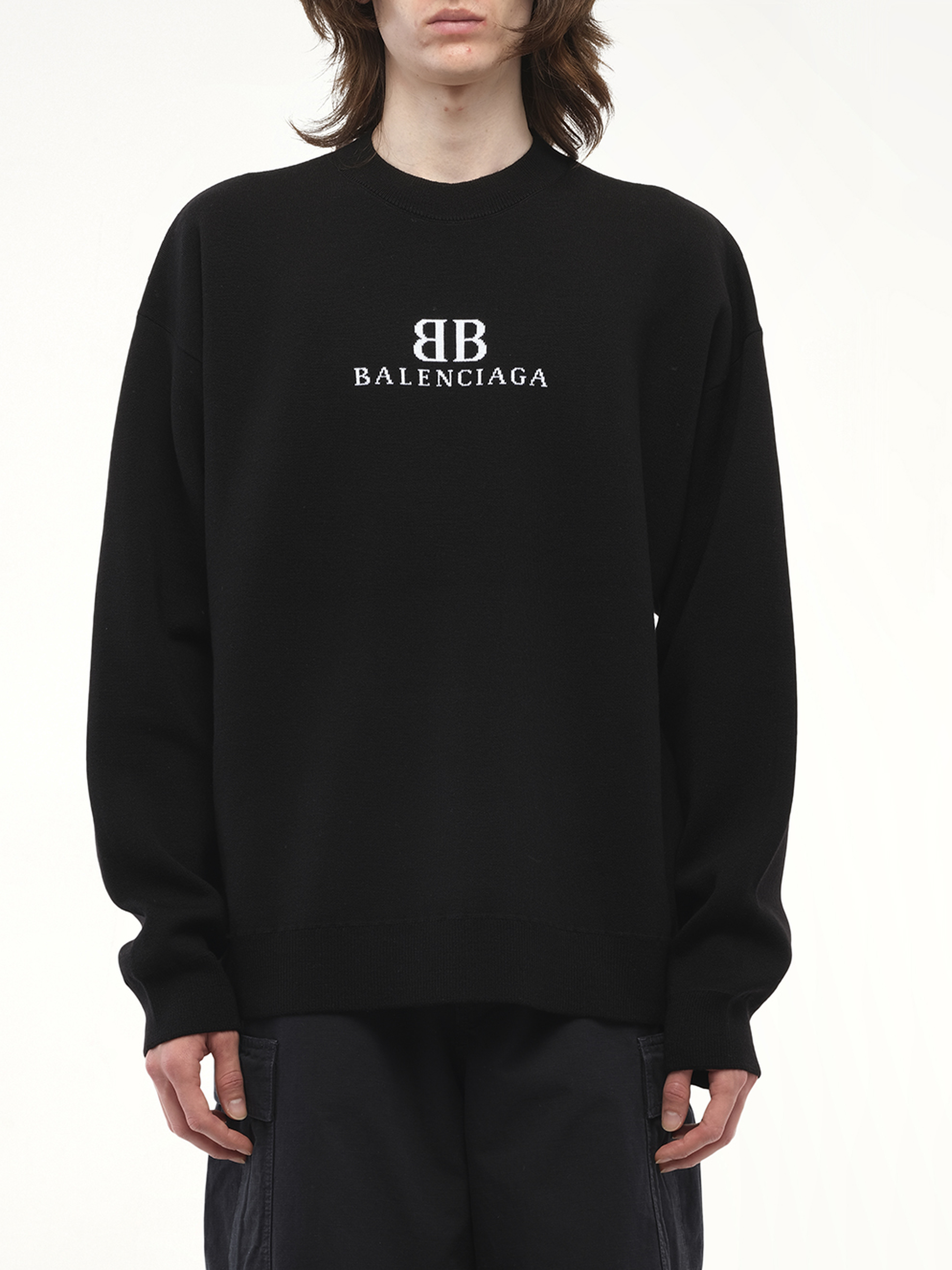 Balenciaga Crewneck Sweater in Black/White