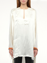 Satin Long Back Top in White
