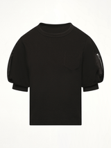 Nylon Twill x Cotton Jersey T-Shirt in Black/Black