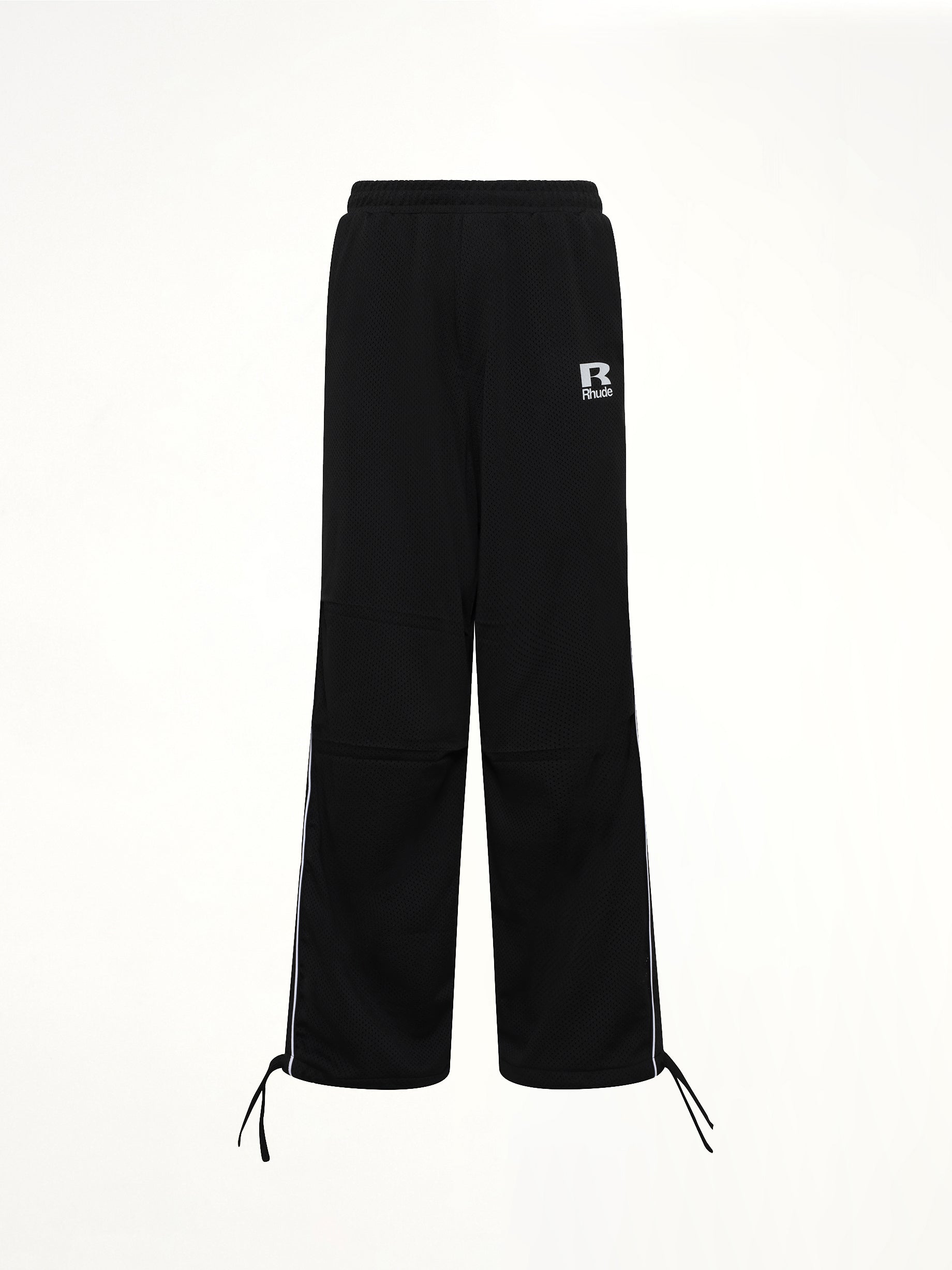 Rhude Mesh Piping Parachute Track Pant in Black/White