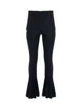 Cotton Gabardine Pleated Pants in Black