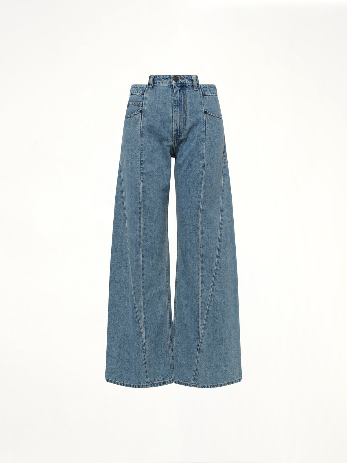 Cut Out Waistband Relaxed Fit Denim Jeans