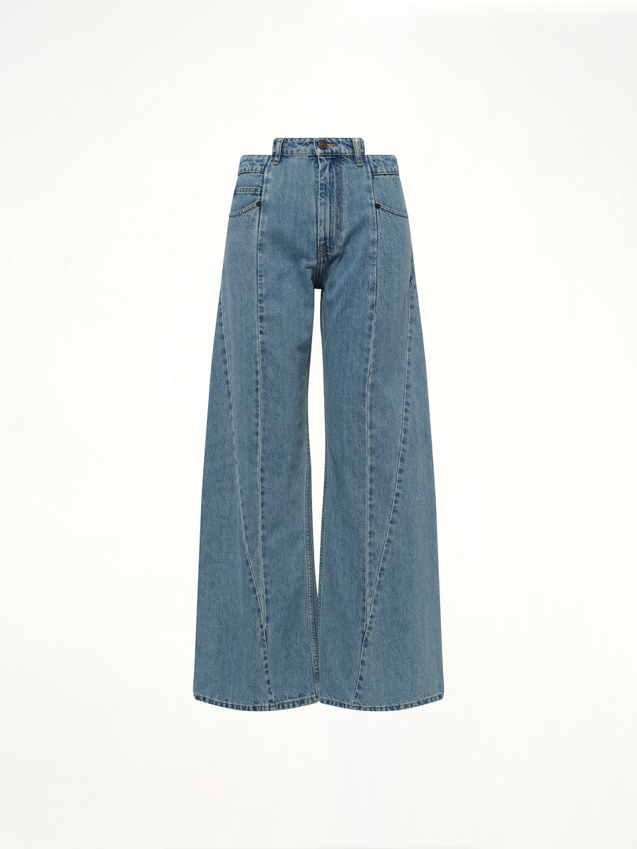 Cut Out Waistband Relaxed Fit Denim Jeans