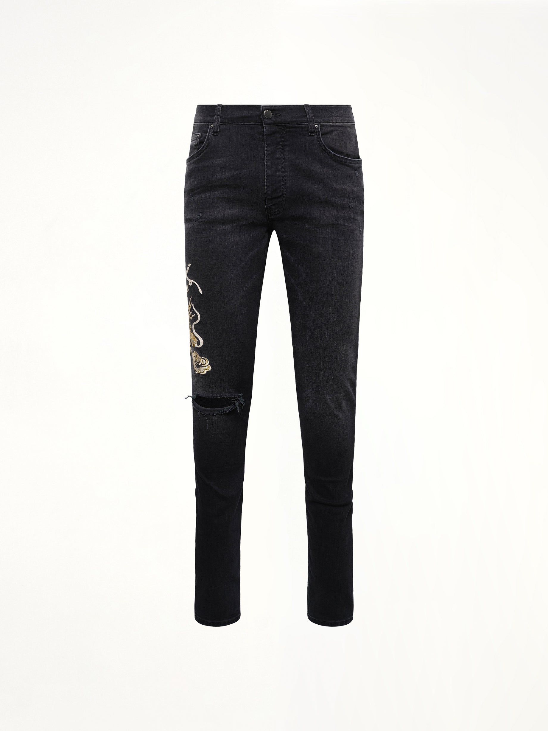 Amiri Dragon Repair Slim Jean in Dust Black