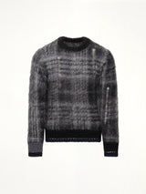 Plaid Mohair Knit Pullover in Black