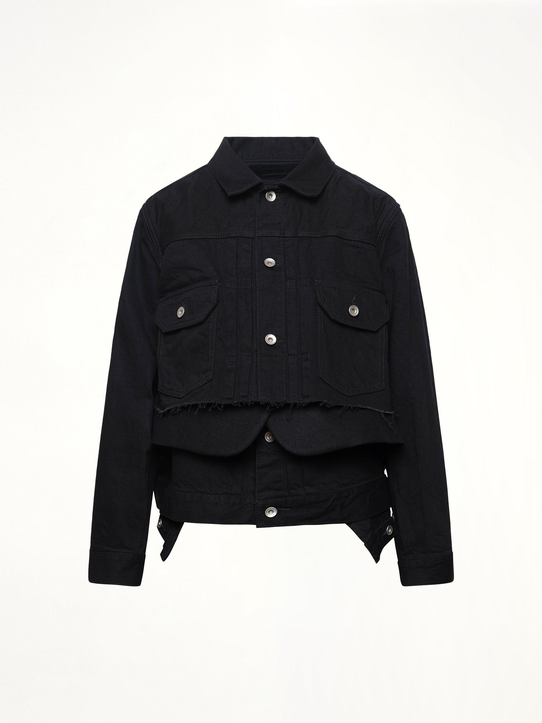 Denim x Wool Melton Jacket in Black
