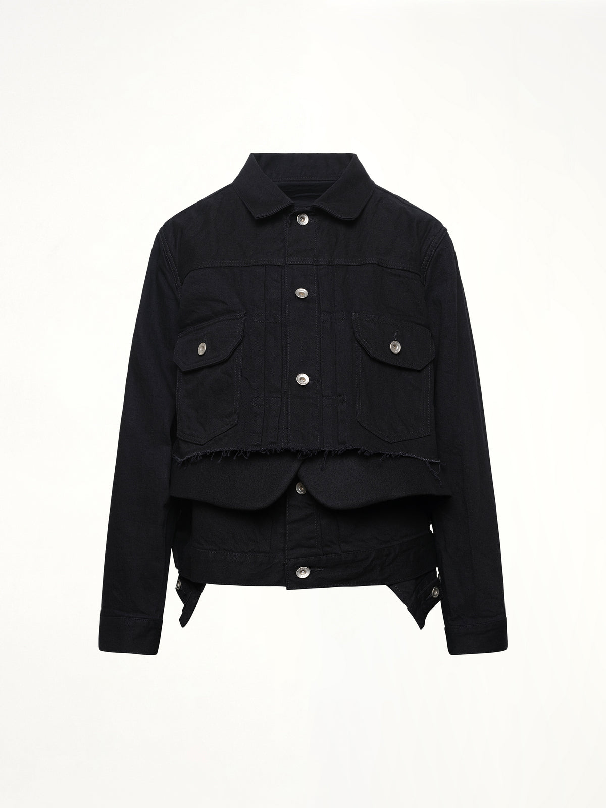 Denim x Wool Melton Jacket in Black