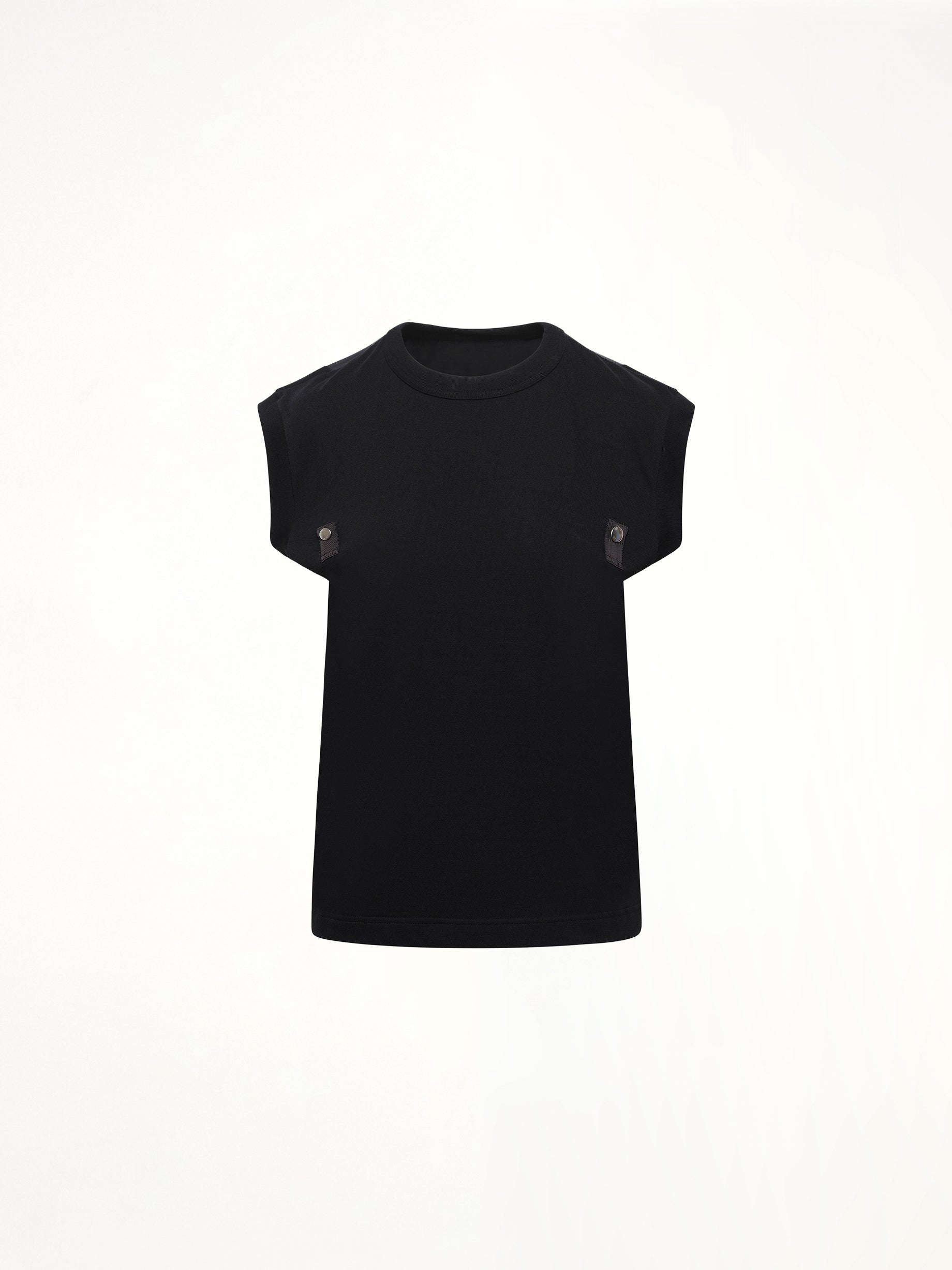 Cotton Jersey x Nylon Twill T-Shirt in Black