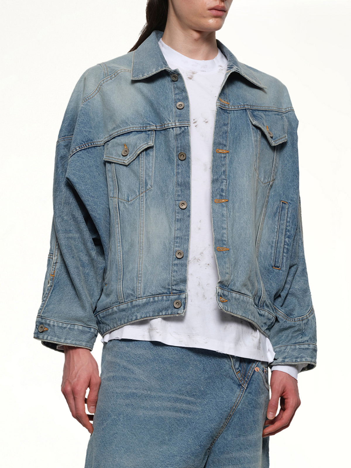 Distorted Cutting Denim Jacket in Indigo