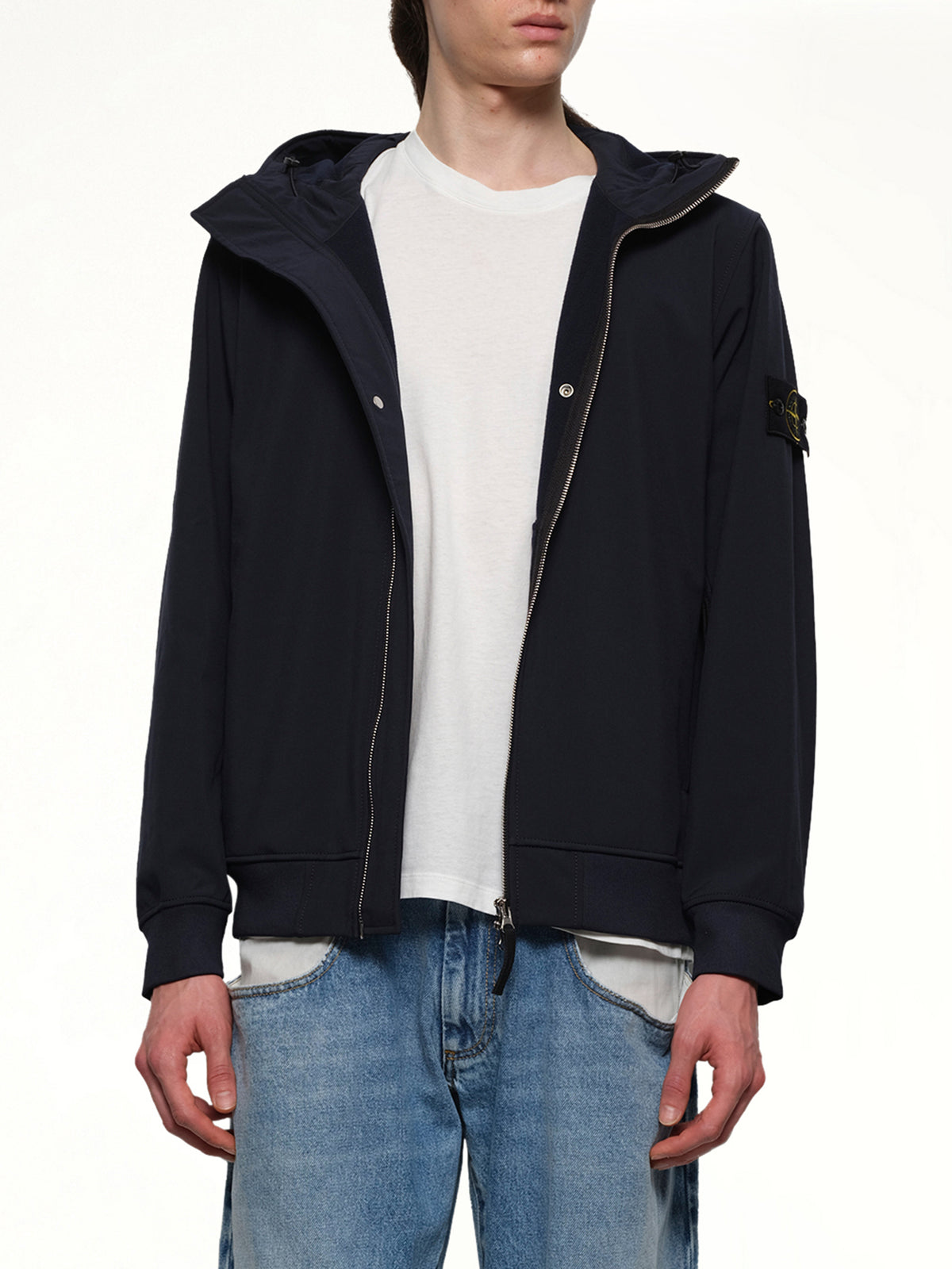 Q100004 Soft Shell Hooded Jacket in Navy