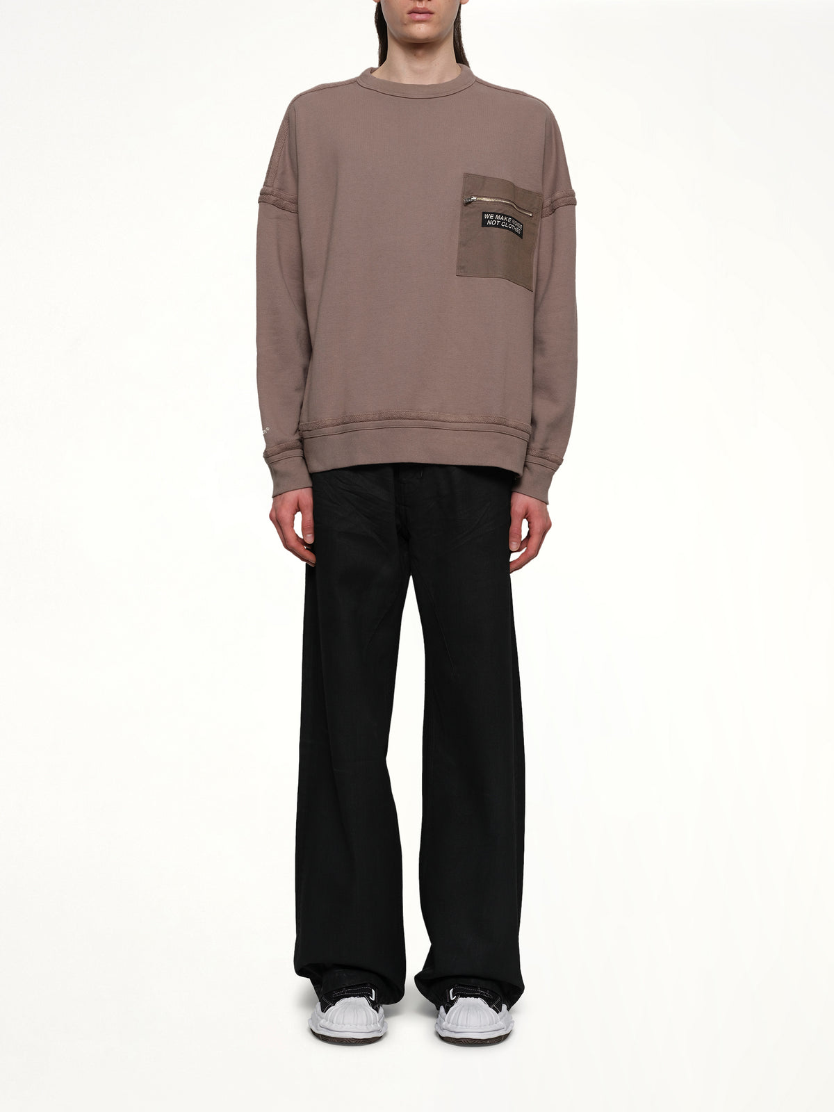 Pocket Sweatshirt in Gray Beige