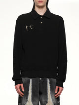 TC Long Sleeve Polo in Black