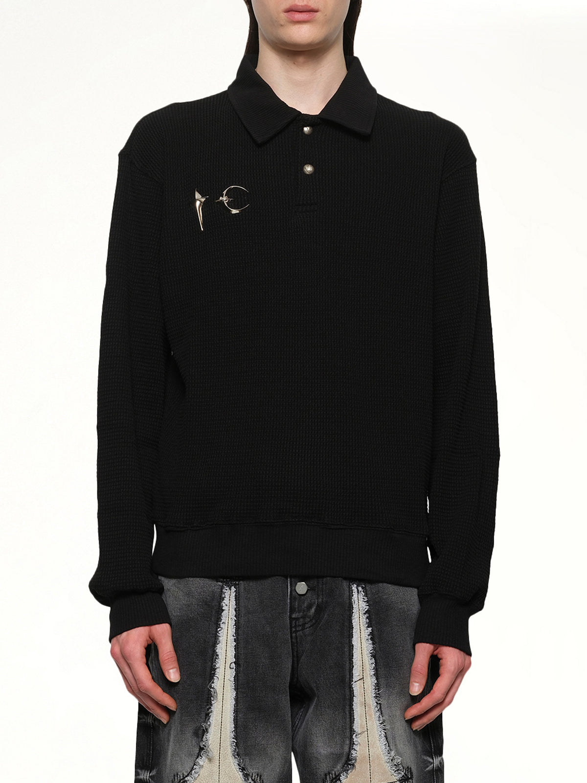 TC Long Sleeve Polo in Black
