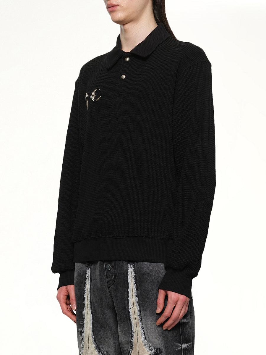 TC Long Sleeve Polo in Black